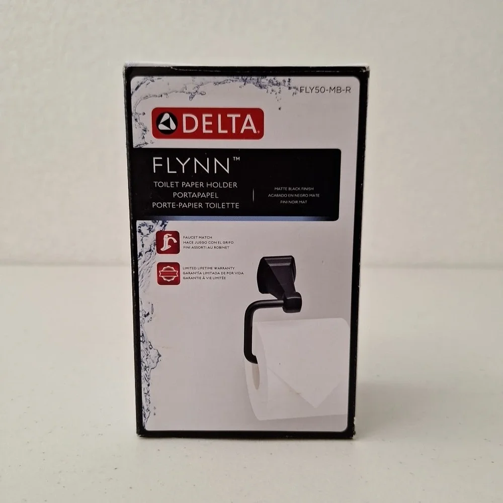 DELTA Flynn Toilet Paper Holder Matte Black FLY50-MB-R NEW
